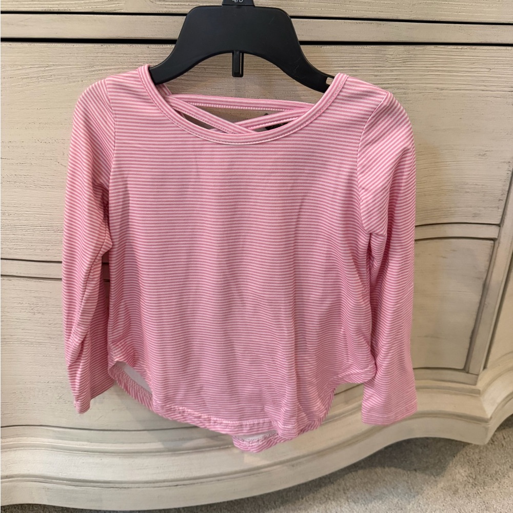 Toddler Size 3 Pink/White Striped Long-Sleeve Top